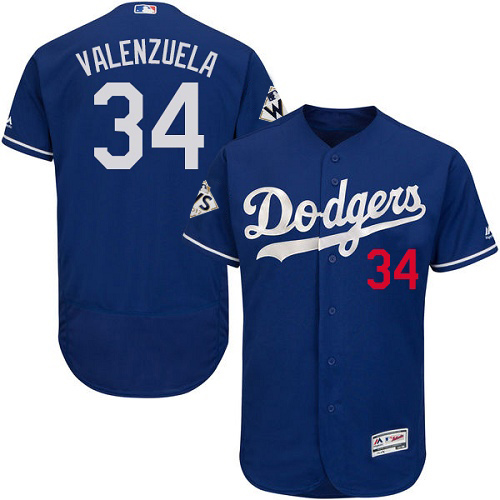 Dodgers #34 Fernando Valenzuela Blue Flexbase Authentic Collection World Series Bound Stitched MLB Jersey